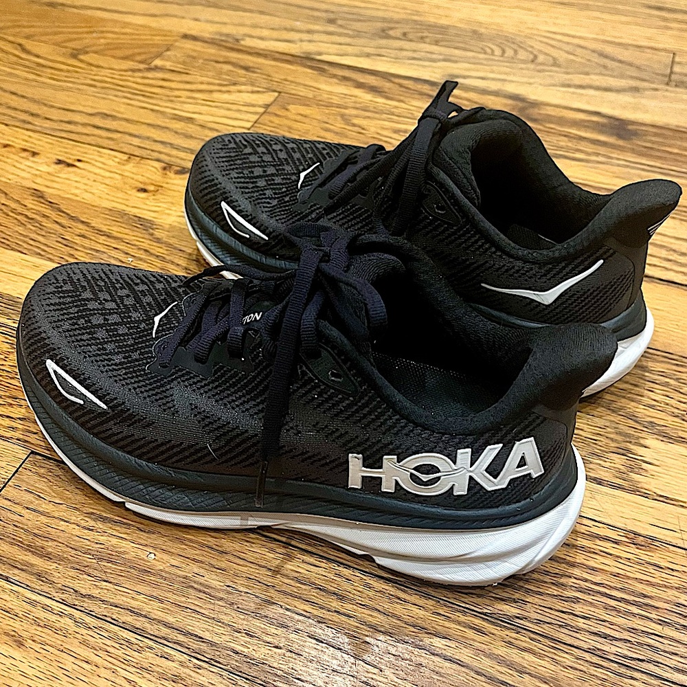 HOKA One One Clifton 9 Sneakers in Black and White - Picture 3 of 16